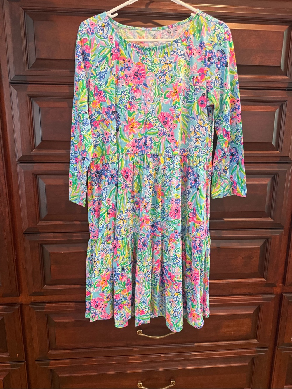 Lilly Pulitzer Floral Tiered Dress in Pink, Blue, Green